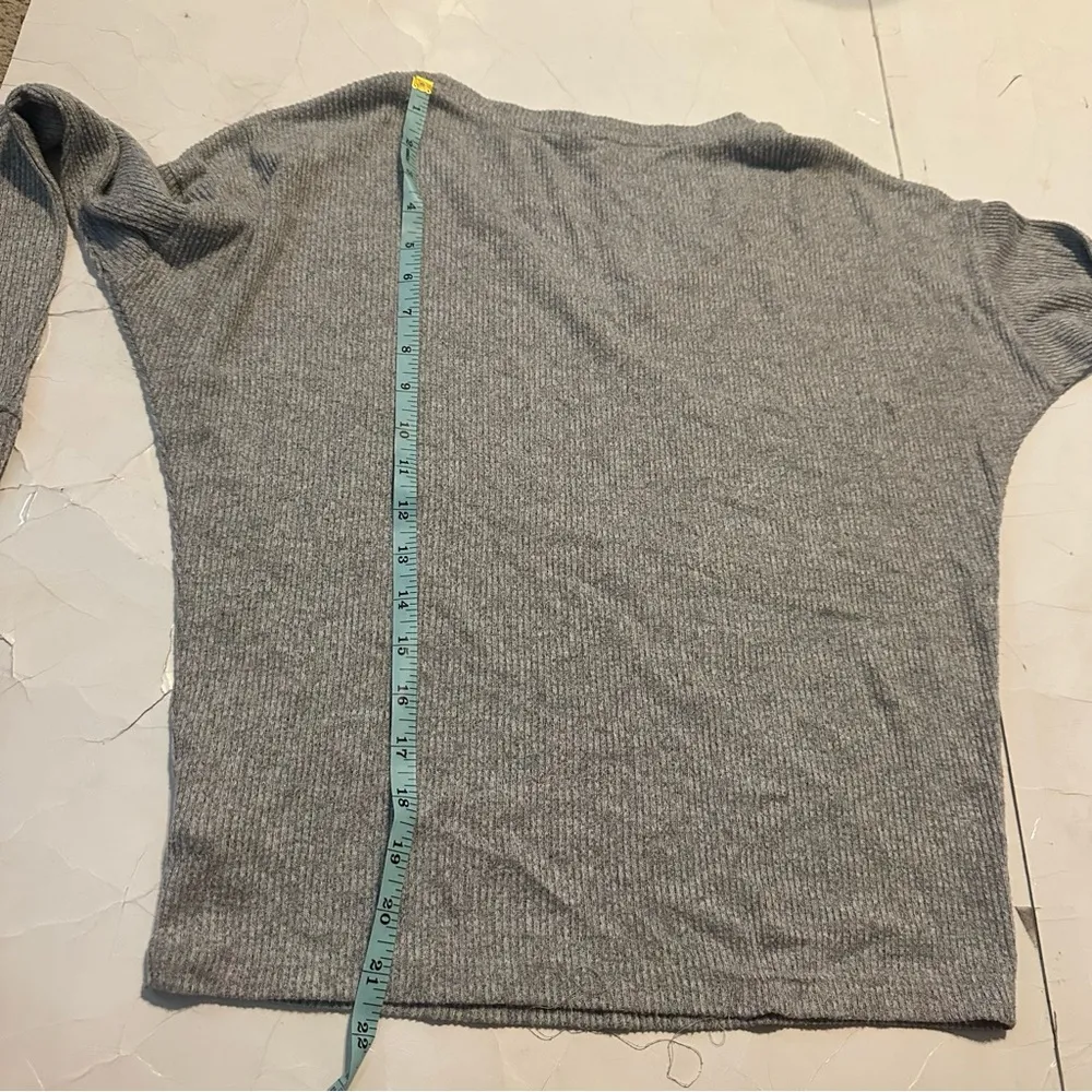 Gap Women’s Grey Sweater Long Sleeve Thin Plain Y2K Ribbed Casual Fall - Image 5