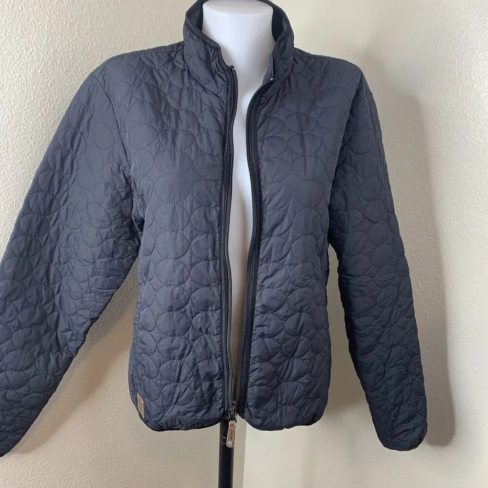 Descente  Womens Sz 12 Black Light Puffer Insulated Full Zip Jacket Coat Boxy - Image 3