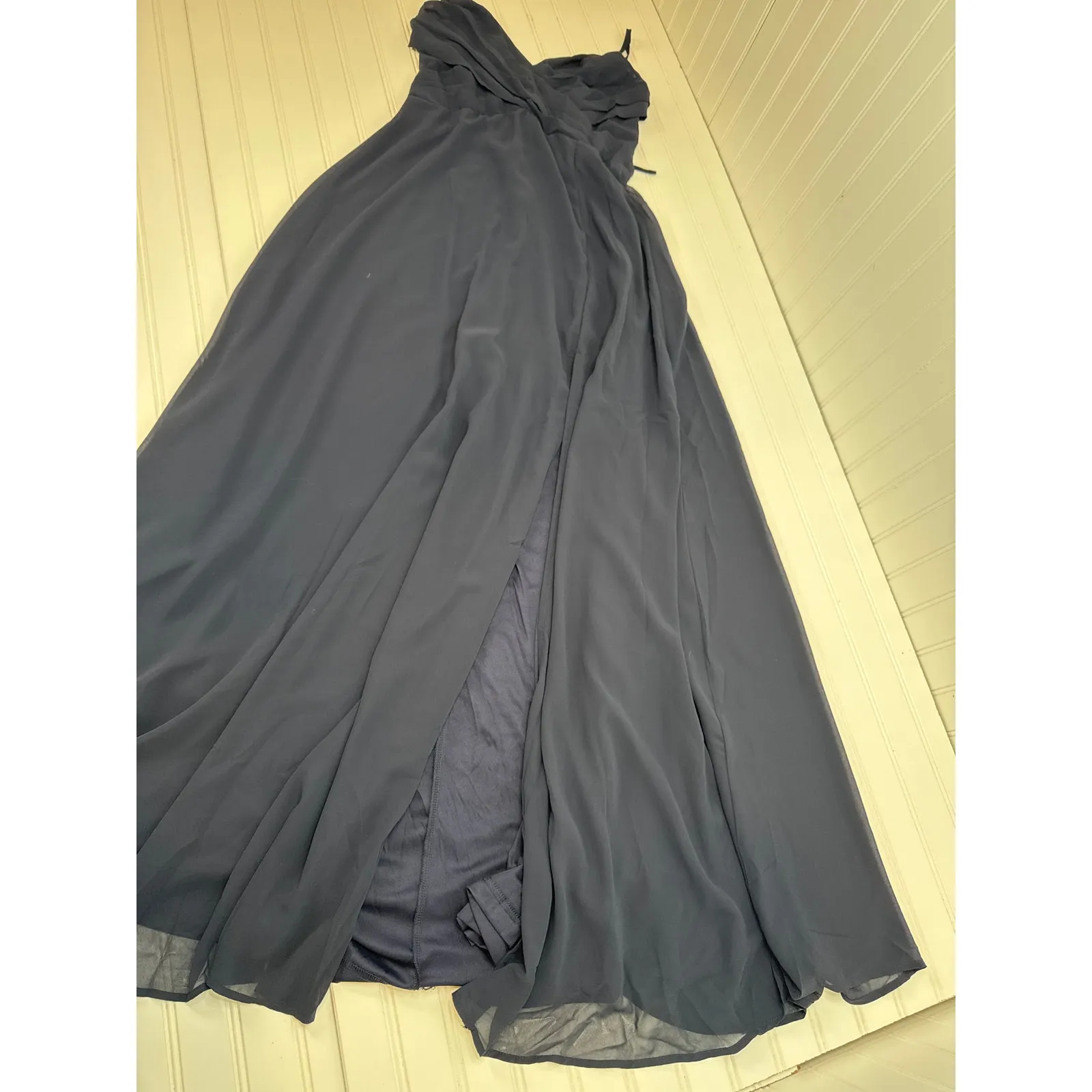 NWOT Lulus Event Ready Navy Backless Lace-Up Maxi Dress Wedding Bridesmaid Sz L - Image 4