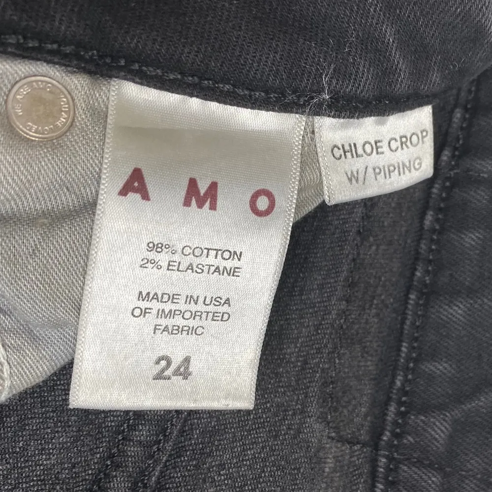 new amo ☻︎ Chloe Crop Stretch Jeans w with Piping ☻︎ Black + Natural ☻ 24 - Image 12