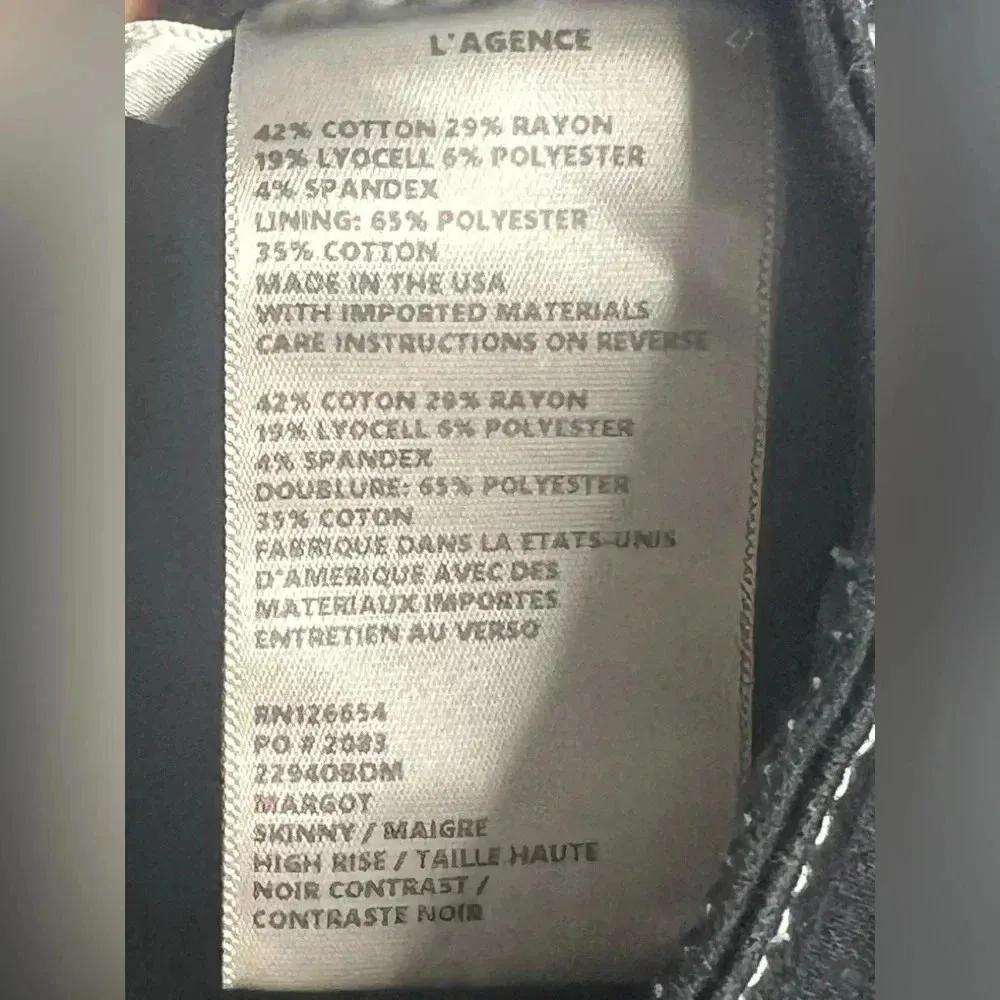 L'AGENCE Margot Skinny High Rise Noir Contrast 24 - Image 6