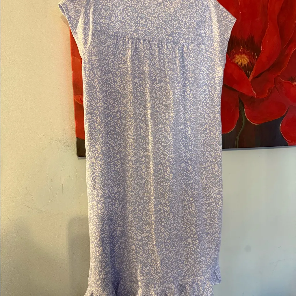 Eileen West Cap Sleeve S Small Blue Floral Nightgown Pajamas Lace - Image 5