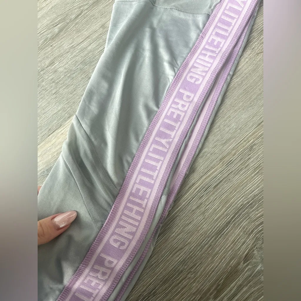PLT GREY LAVENDER MESH YOGA LEGGINGS US6 - Image 2
