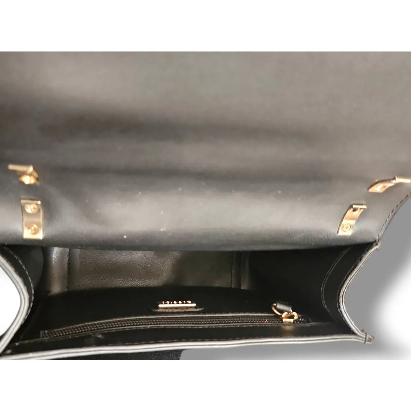 Carpisa Made In Italy Black Leather Satchel Top Small Crossbody Bag Minimalist P - Image 8