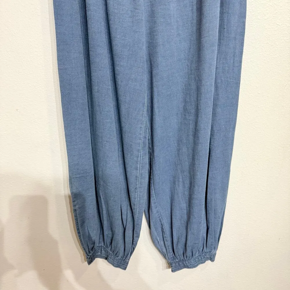 by Anthropologie Blue Denim Side Button High Waist Harem Pant Sz S - Image 3