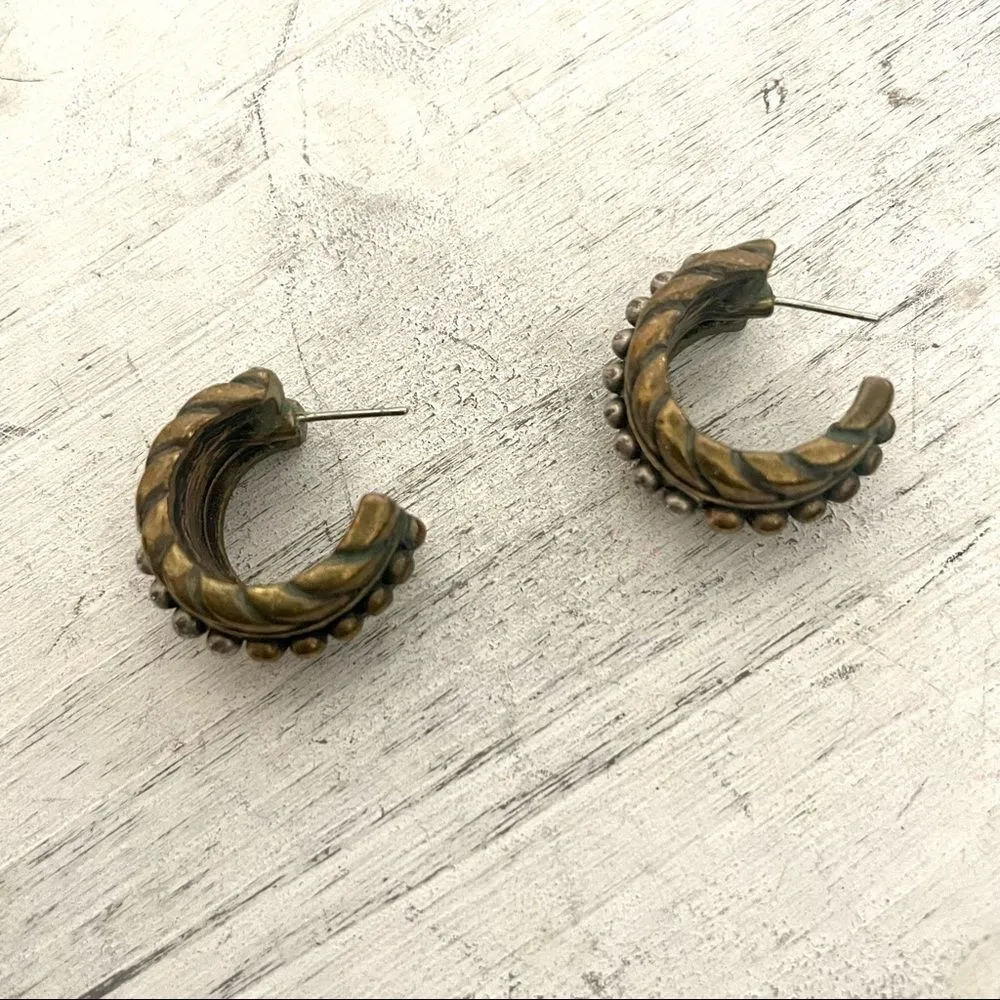 Chicos brass and silver tone hoop earrings - Image 3