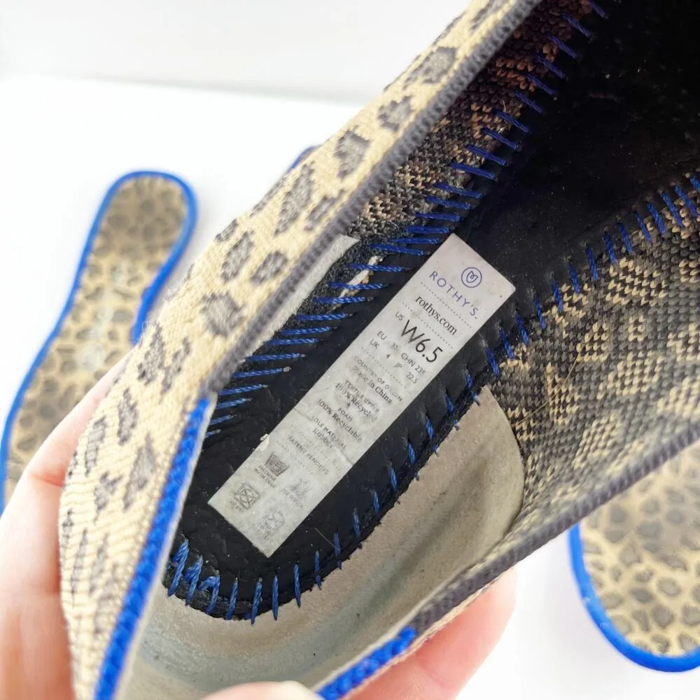 Rothys Spotted Leopard Print Slip On Round Toe Loafers Flat Tan 6.5 - Image 3