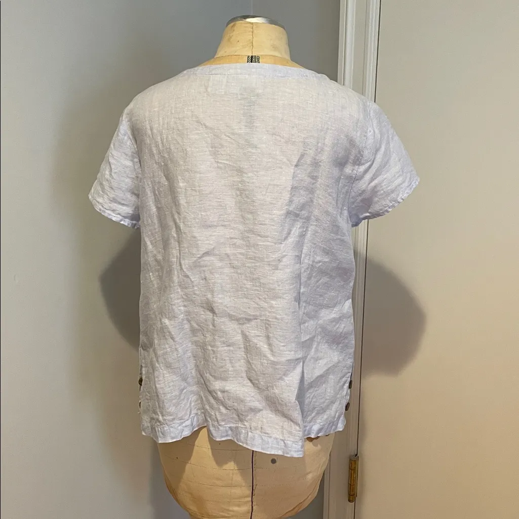 Cynthia Rowley Light Blue Linen Women's Top Size Medium - Image 2