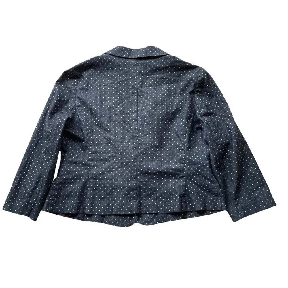 Cynthia Rowley Denim Chambray Blue Jean Blazer Jacket Size XL Polka Dot Preppy - Image 9