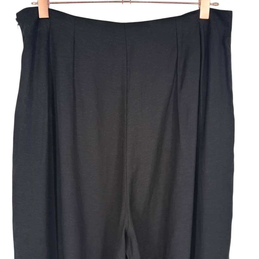 NWOT Jason Wu Women's Linen Blend Wide Leg Side Zip Pleated Pants Black Size 10 - Image 5
