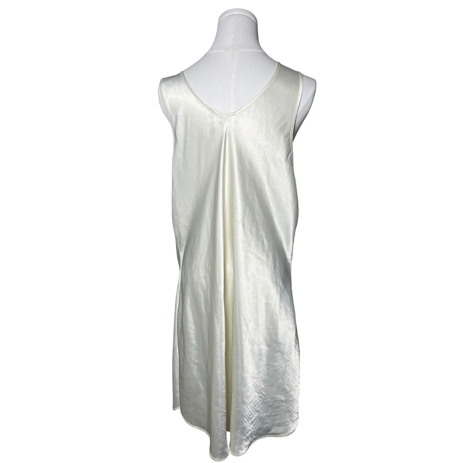 Minimal Ivory Satin Midi Slip Dress Button Front Go Softly 1X - Image 4