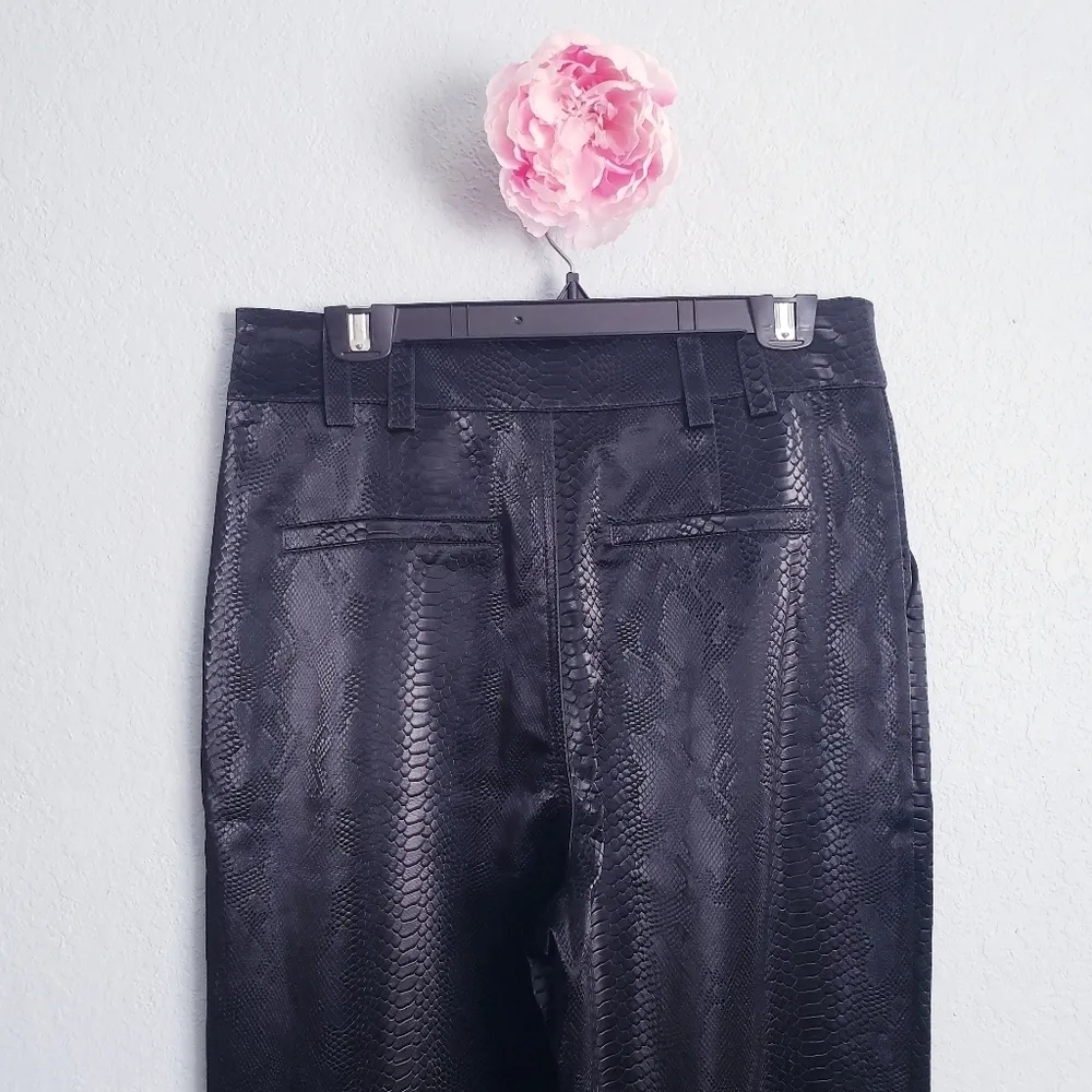 Topshop Faux Black Leather Snake Print Pants - Image 5
