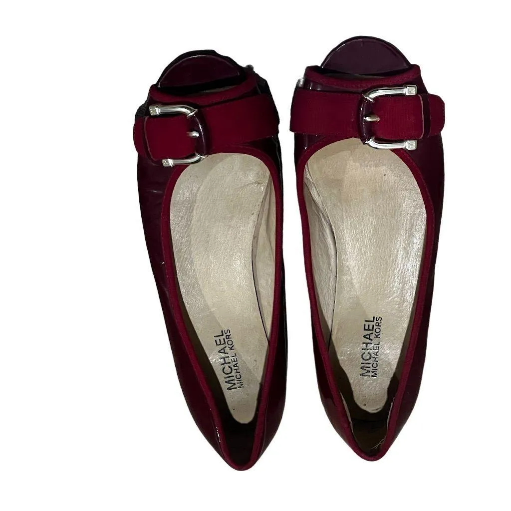 Michael Kors Women's Red Leather Ballet Flats Size 7.5M Slip-On Casual Shoes - Image 7