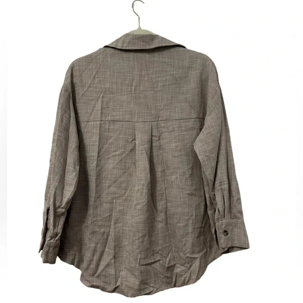 ASOS TAUPE BUTTON FRONT OVERSIZED SHIRT - Image 2