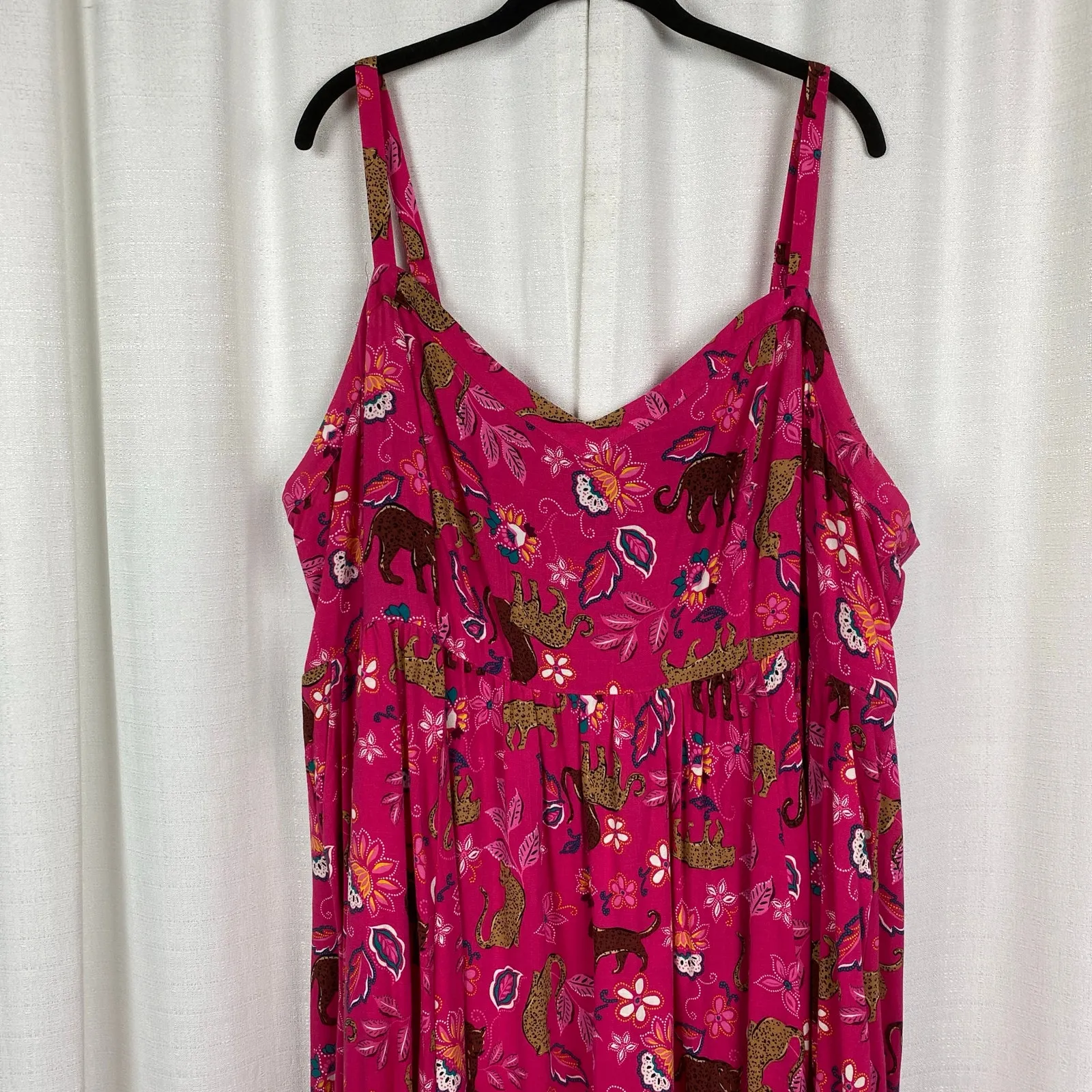 Torrid Pink Leopard Print Rayon Slub Sweetheart Tank Dress Sz.4 - Image 6