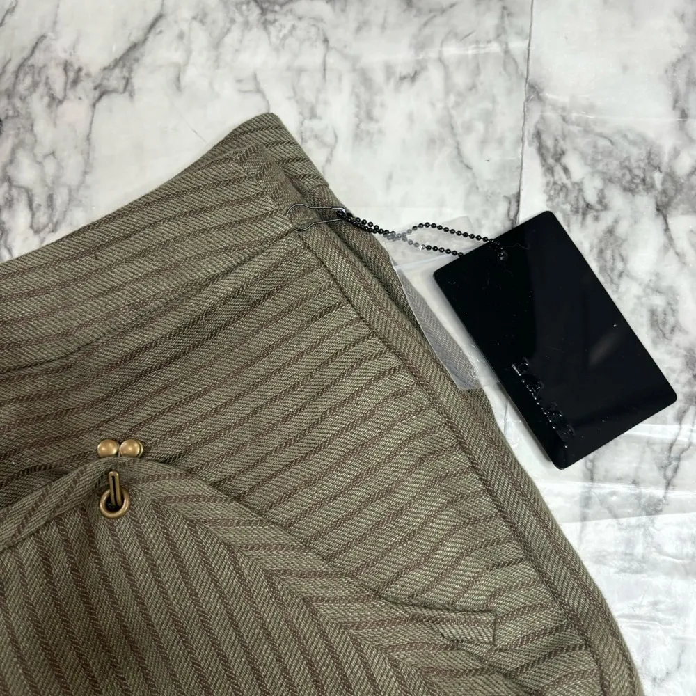 L.A.M.B. Linen Silk lined Green Pinstripe Long pants Lagenlook size 4 NWT - Image 2