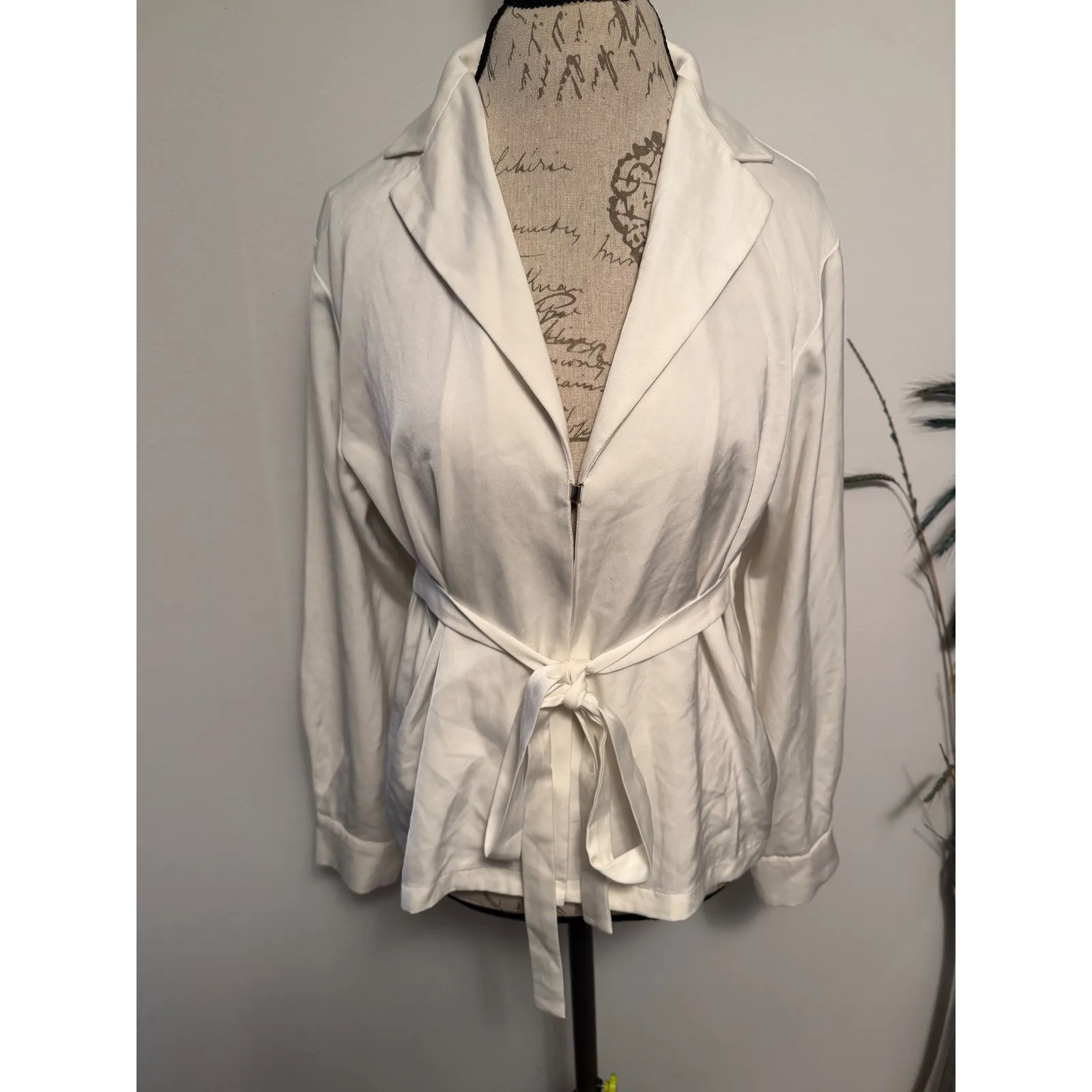 COMMENSE White Belted Blazer Jacket Women's Size S - Image 2