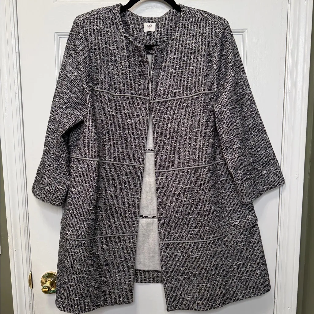 CAbi The Times Textured Knit Open Front Jacket Size Large - Image 2