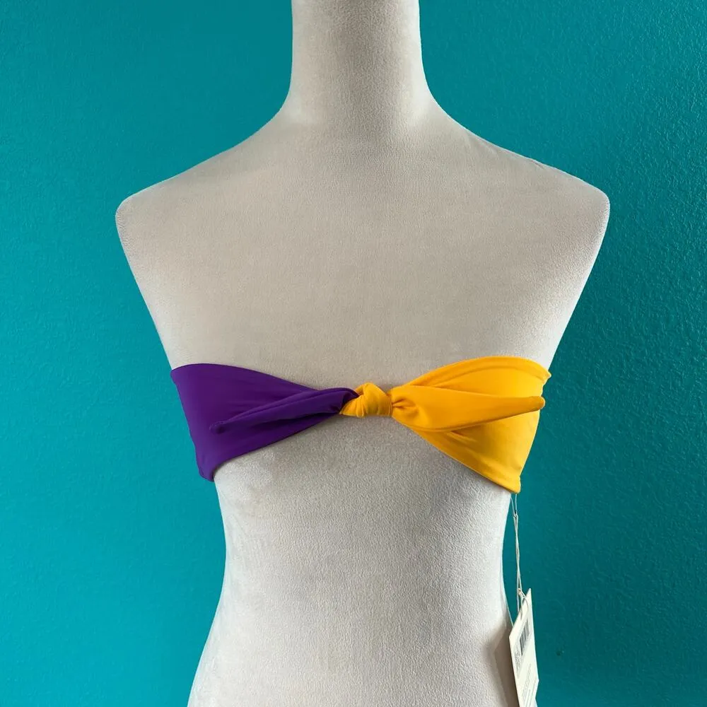 NWT Mara Hoffman Abigail Bikini Top Ivory Multi Tie Back Swim Beach Size S - Image 3