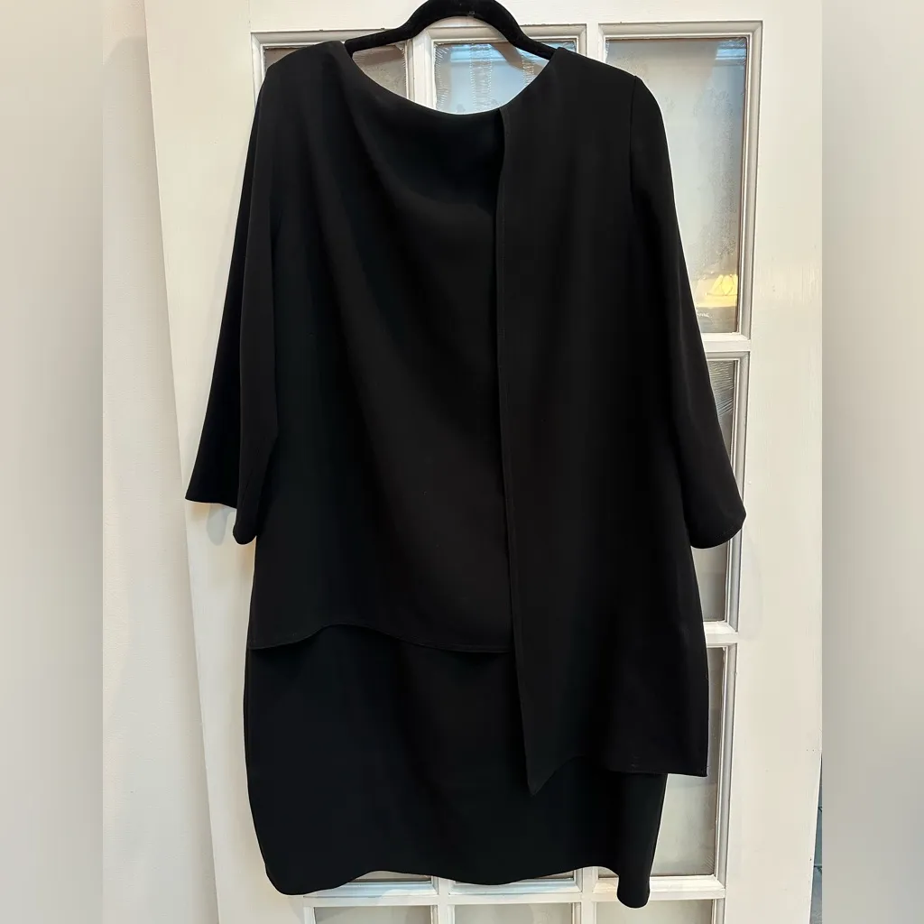 Vintage TOM & LINDA PLATT Black Draped Dress Retro Cocktail Formal Size 14 L XL - Image 8