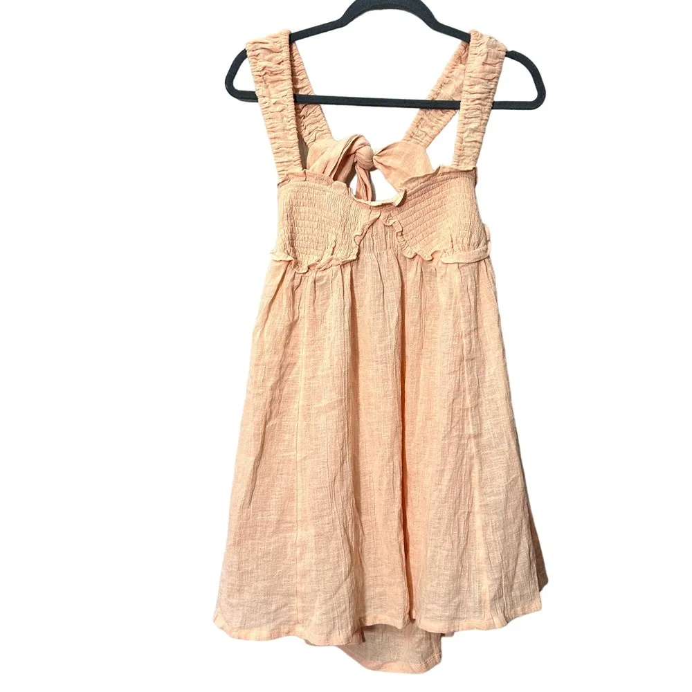 NEW Free People Peach Blissful Breeze Gauzy Tie Back Sundress Size Medium - Image 4