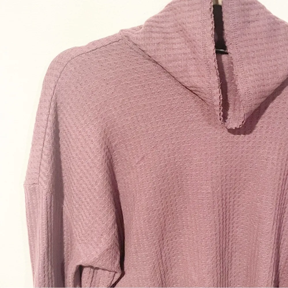 Wild Fable Medium Purple Waffle Knit Long Sleeve Cowl Neck Top New NWT - Image 2