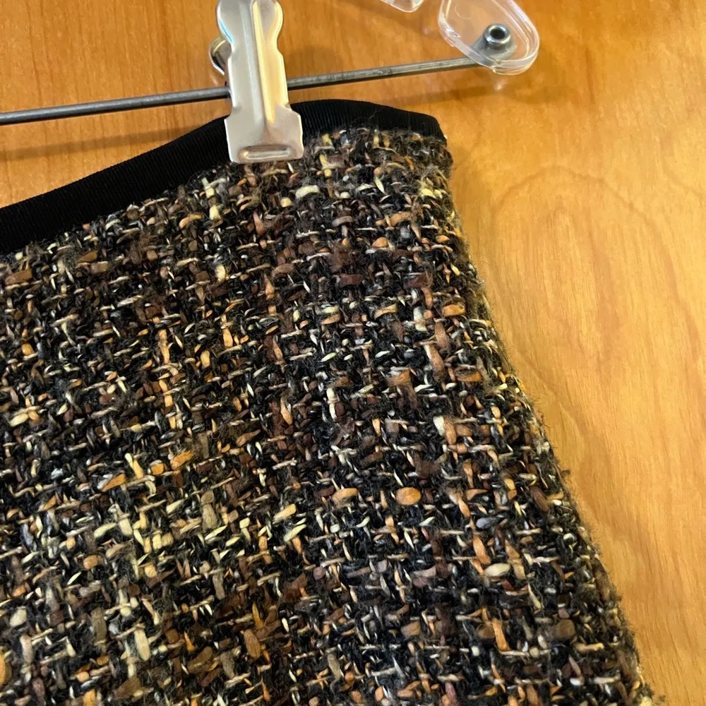 STEPHAN JANSON Wool Blend Skirt Lined Brown Beige Black Tweed Made Italy Size 42 - Image 4