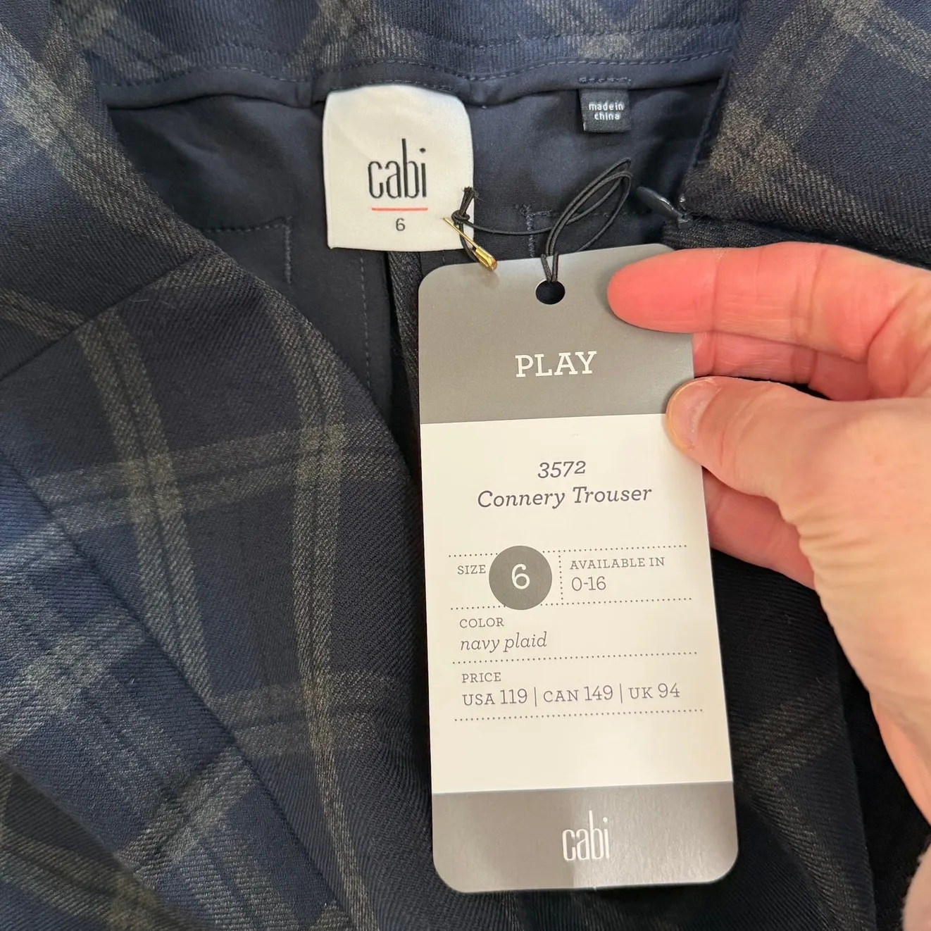 Cabi Navy Plaid Connery Trousers Sz 6 - Image 4