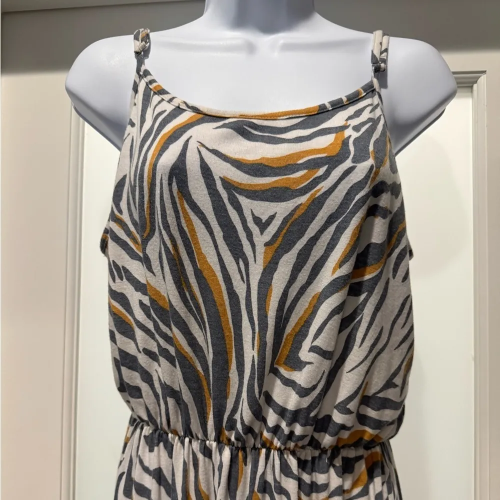 Zebra Print GeeGee Maxi Dress Size S Spaghetti Straps Dynamic Pattern Modern - Image 2
