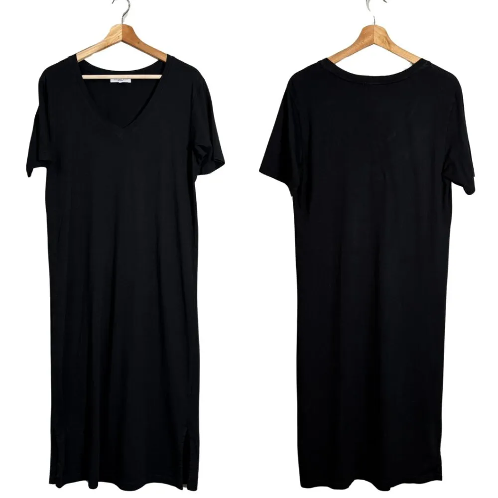 Michael Stars Sandra V-Neck T-Shirt Midi Dress Women's Small Black Casual Travel - Image 3