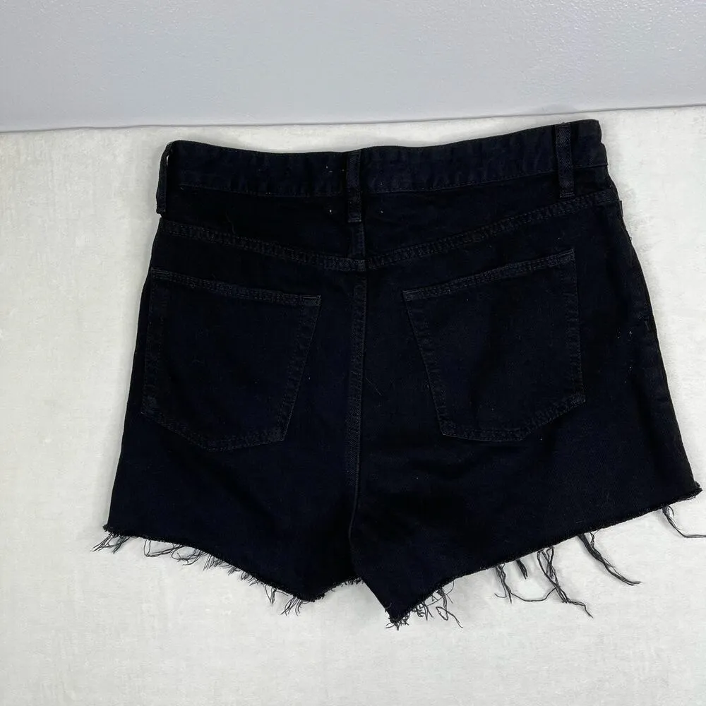 Lovers and Friends Jack High Rise Cut Off Frayed Raw Hem Black Shorts Size 28 - Image 2