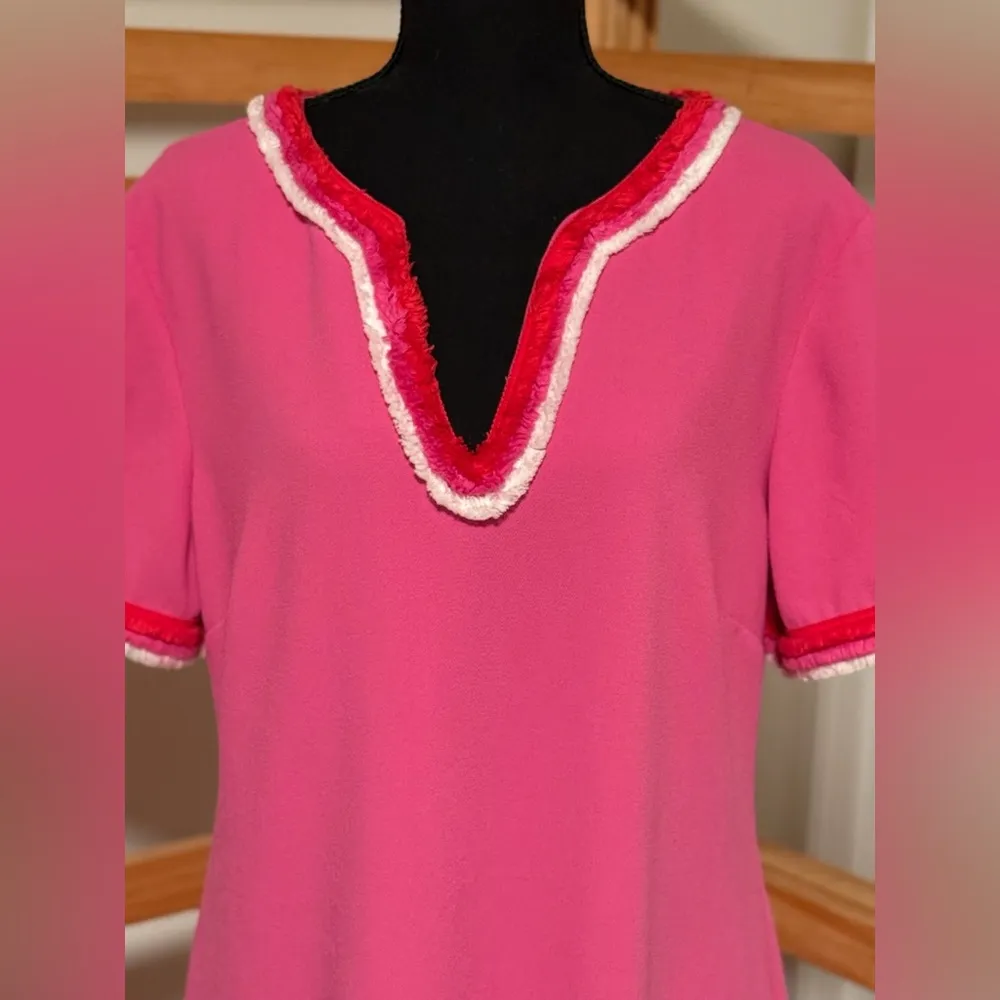 Trina Turk Shangri La Vibrant Pink Fringe Sheath Dress - Image 9