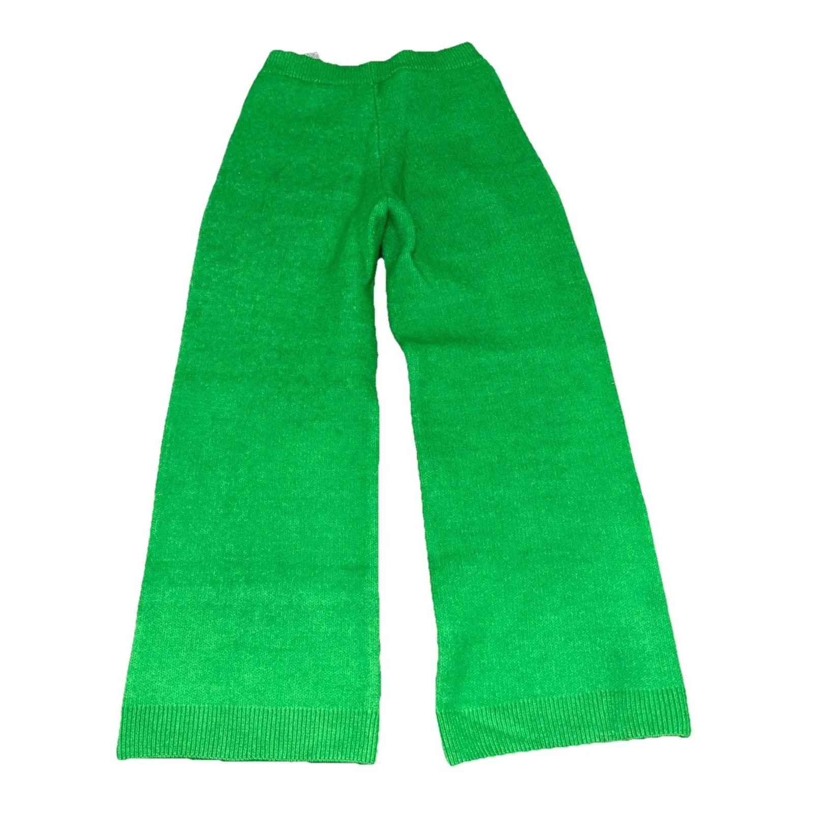ZARA Wool Blend Green Wide Leg Knit Pants M - Image 4