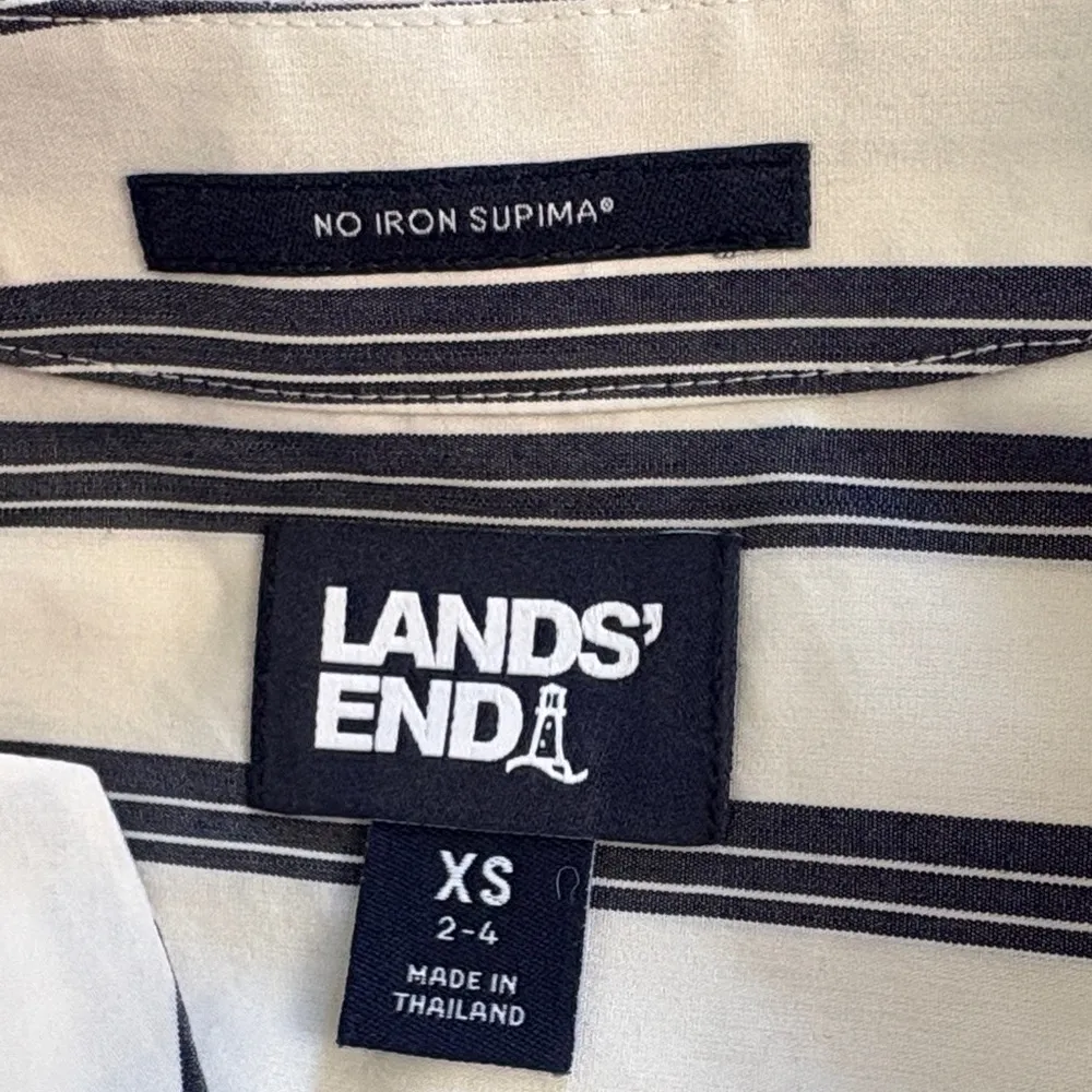 Lands’ End No Iron Supima Cotton Striped Long Sleeve Women's Top Blouse size XS - Image 4