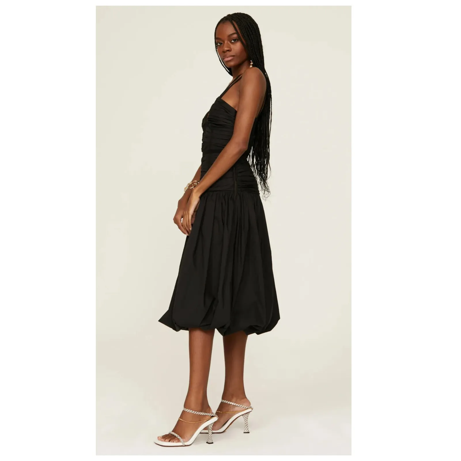 ULLA JOHNSON Kaia Strappy Shirred Drop Waist Cotton Dress Size 10 - Image 3