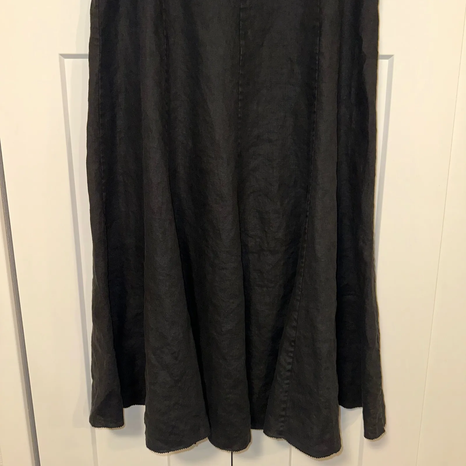Eileen Fisher 100% Irish Linen bustle hem‎ Dress Sleeveless Black Petite Size PL - Image 9