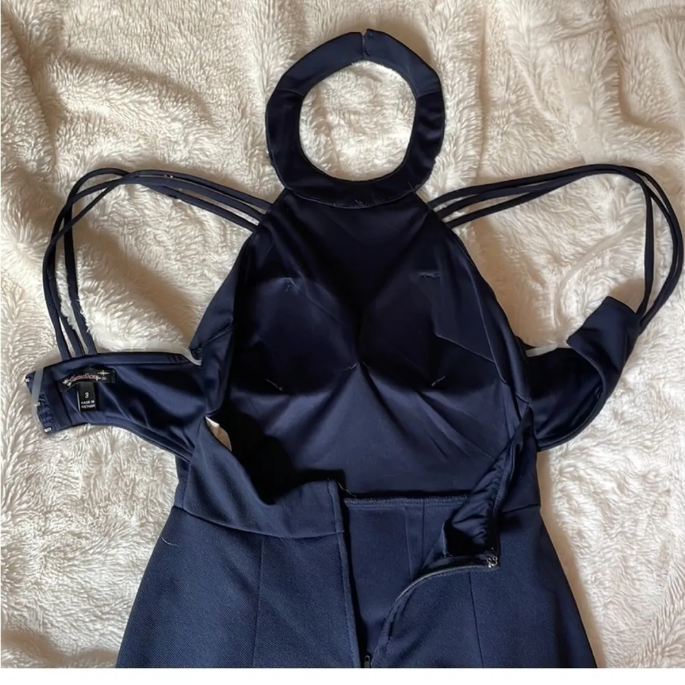 Speechless Navy Blue Formal Mini Dress Rhinestone Neckpiece - Image 12