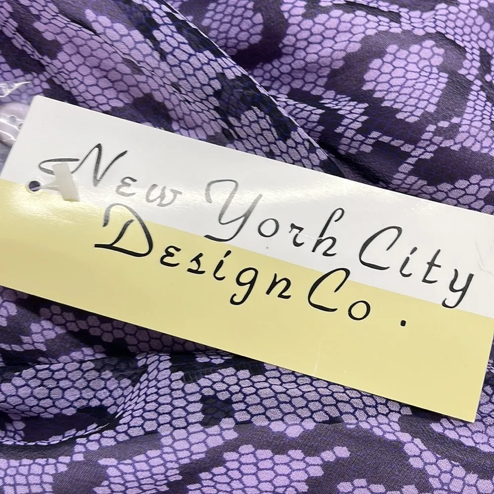 New York City Design Co. NWT Purple Silk Snakeskin Print Sleeveless Blouse Size M - Image 10