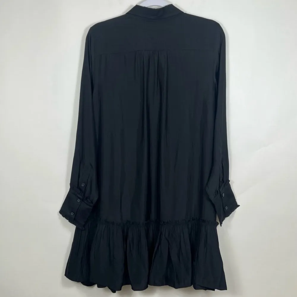 J. Crew Amelia Popover Shirt Dress Drapey Viscose Twill in Black Size Small - Image 7