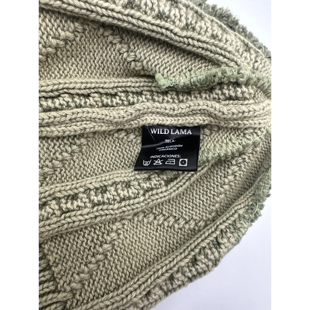 Wild Lama Olive Cable Knit Beanie With Torres Del Paine Patch Green - Image 3