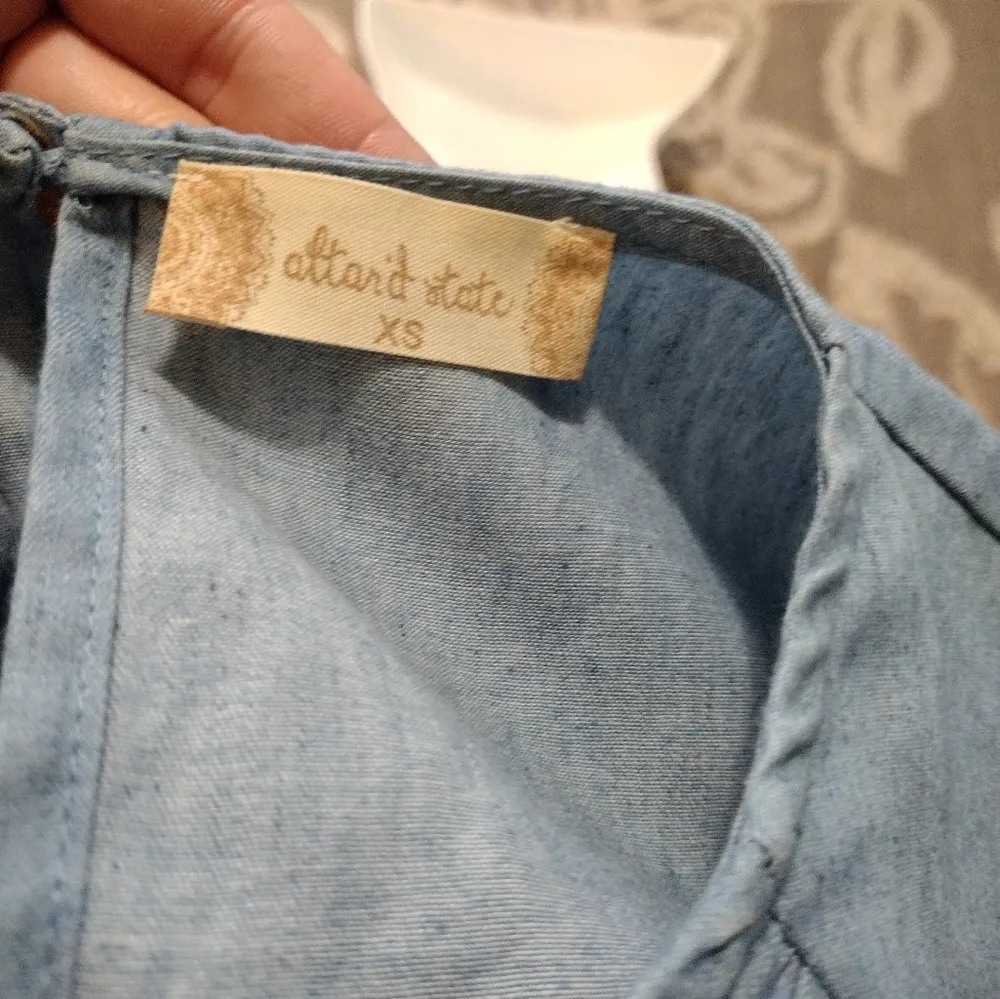 Altar’d State Blue Chambray Denim ruffle top - Image 3