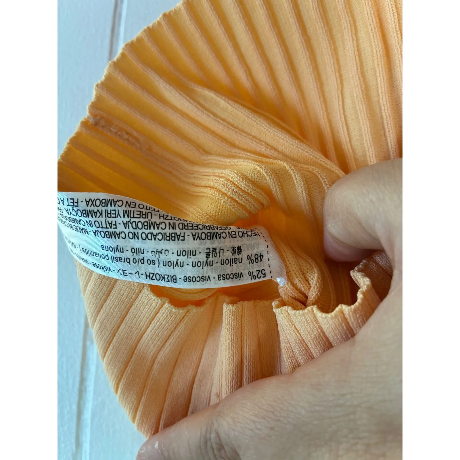 ZARA Peach Ribbed Knit Wrap Tank Top Balletcore Apricot Tie Waist Camisole L - Image 5