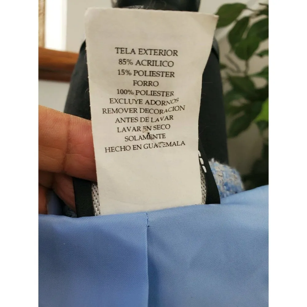 Vintage Db Collection Blue Acrylic Long Sleeve Single Breasted Blazer Size 8P - Image 11