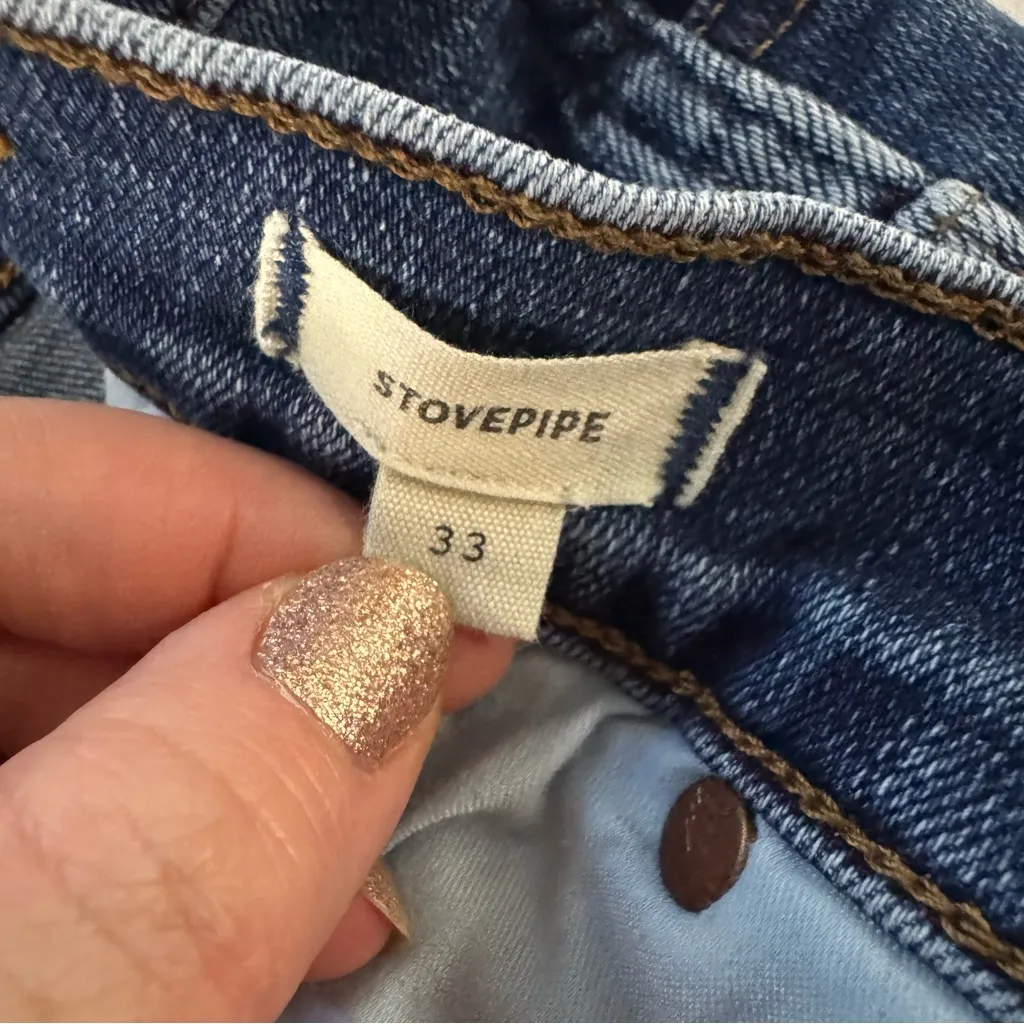 Madewell High-Rise Stovepipe Denim Jeans Dark Wash Stretch Size 33 NN541 Classic - Image 9