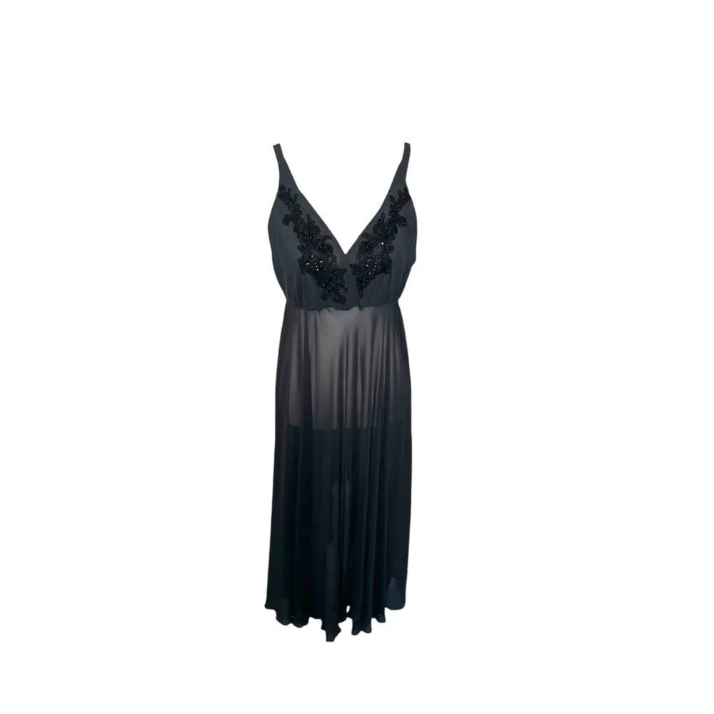 Women’s Black Lingerie Slip Dress Gown SMALL - Image 8