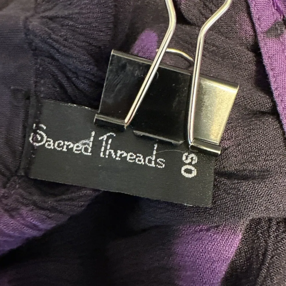Sacred Threads  Womens Tunic Top One Size Purple Black Tie Dye Beaded Sequins - Image 7
