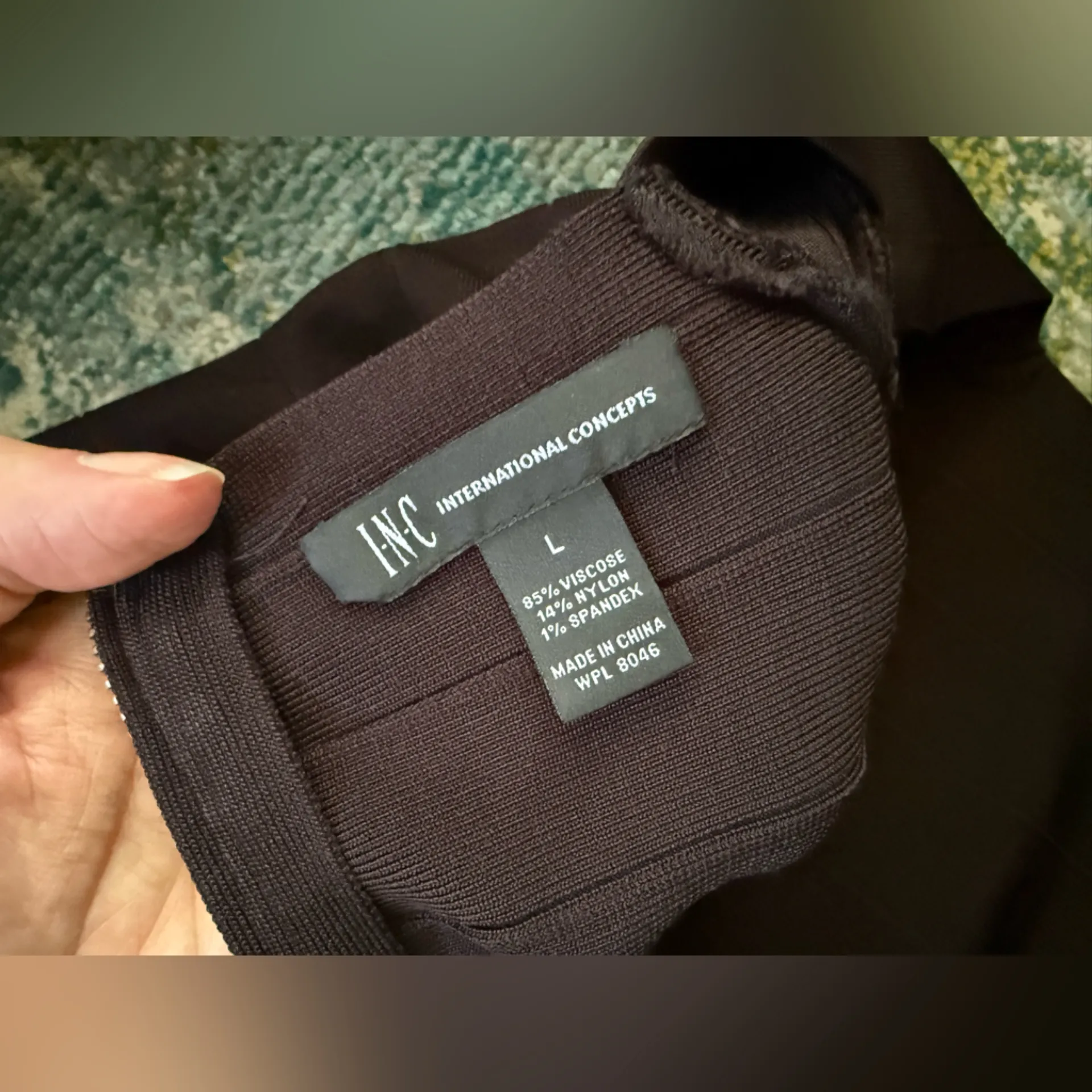 Y2K INC International Concepts black banded stretch zipper dress, size large Yellow - Image 10