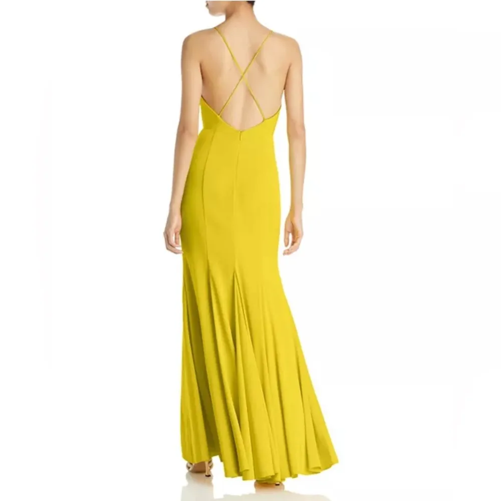 Aidan Mattox V-Neck Mermaid Gown, Evening Dress in Lemon Size 10 NWT $295 - Image 6