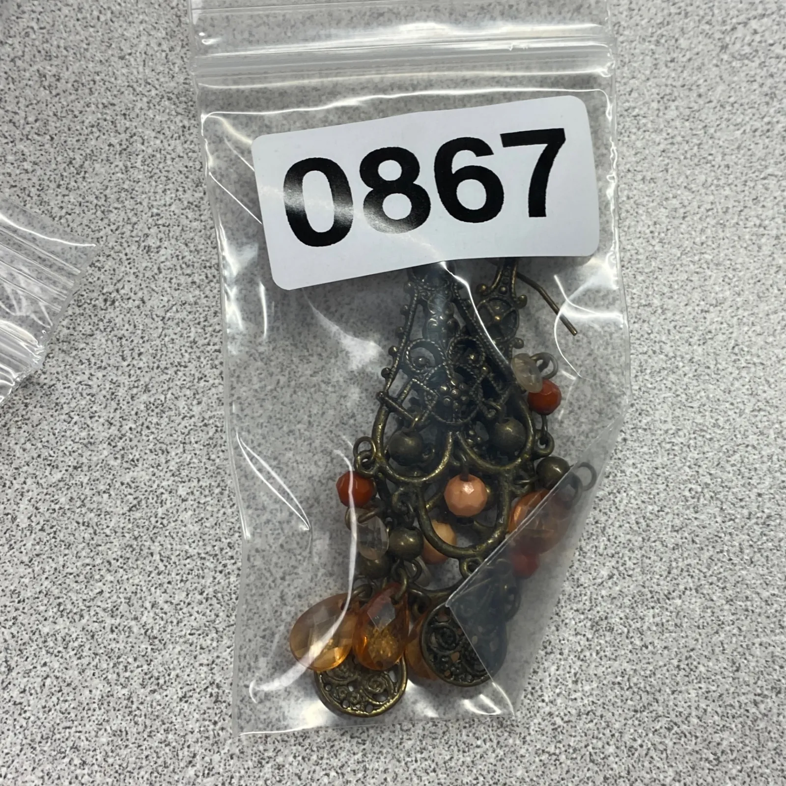 Bohemian Chandelier Earrings Bronze Tone Orange Gemstone Dangle Drop Fairycore Brown - Image 6