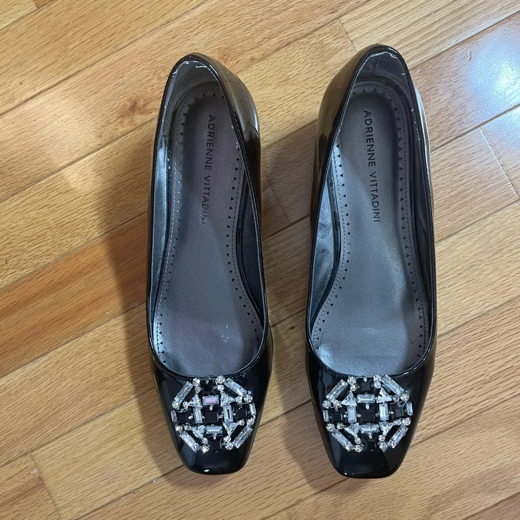 Adrienne Vittadini Black Patent Wedges - Image 2